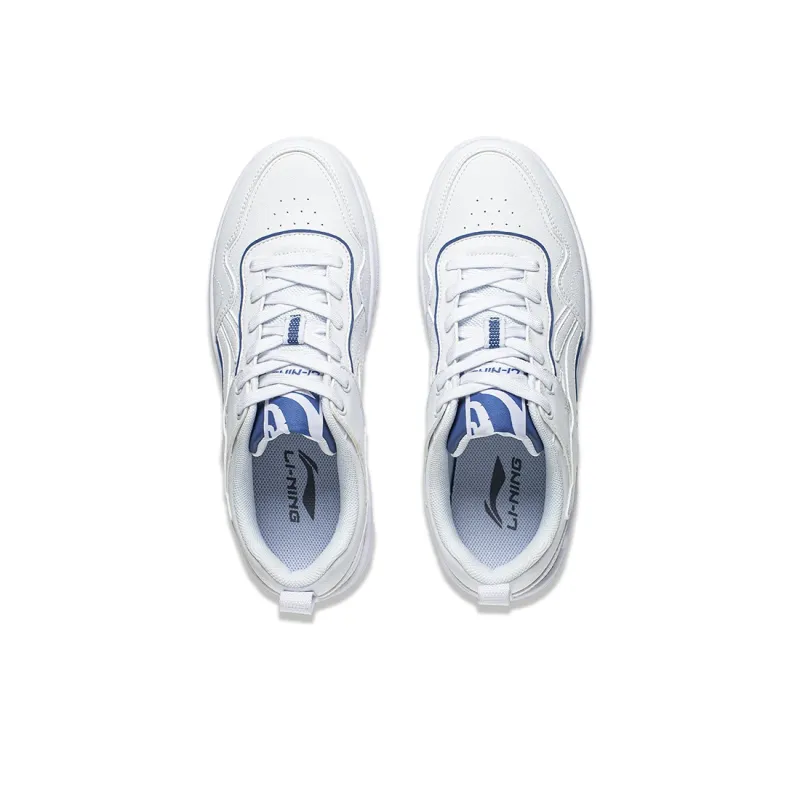 LiNing Qingyun Anti Slip And Wear Resistant Breathable Low Top Skateboard Shoes Men's Standard White/Deep Sail Blue-3