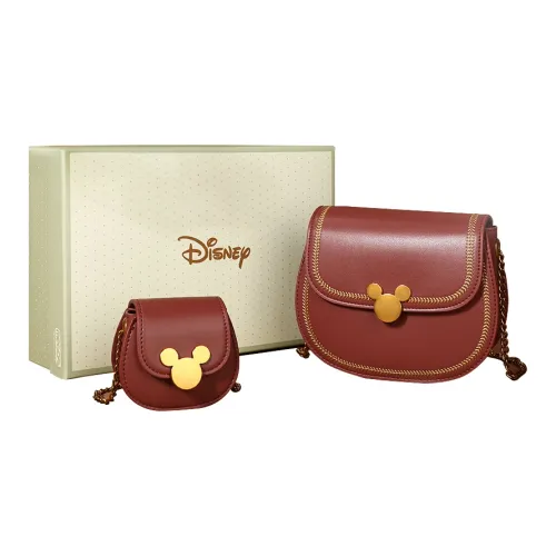 MESUCA Disney X Minnie Disney Mickey Collaboration PU Saddle Bag, Shoulder Bag, Crossbody Bag Medium Size Women's Red