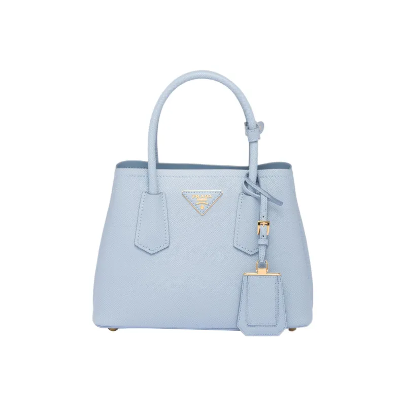 PRADA Double Leather Shoulder Bag Crossbody Bag Handbag Mini Women's Light Blue-0