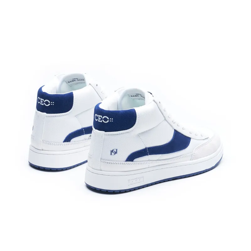 JACLAR Top Grain Cow Leather, Abrasion Resistant, Casual, Men's Shoes Low Top Skateboard Shoes Unisex White Blue-2
