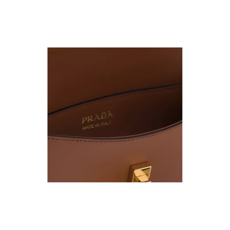 PRADA Leather Crossbody Bag, Shoulder Bag Women's Brown-3