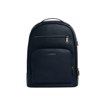 COACH Pebbled Leather Backpack Tubas Men's Marine Blue