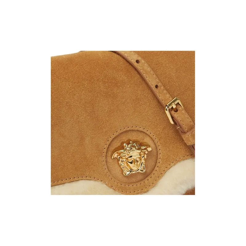 VERSACE La Medusa Cow Leather Patchwork With Sheepskin Shoulder Bag Crossbody Bag Regular Women's Brown-3