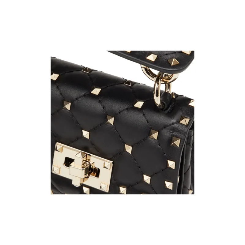 Valentino ROCKSTUD SPIKE Nappa Sheepskin Clutch, Crossbody Bag, Shoulder Bag Mini Women's Black-3