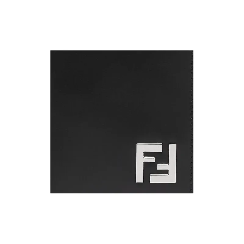 FENDI Calfskin Card Holder Men's Black-3