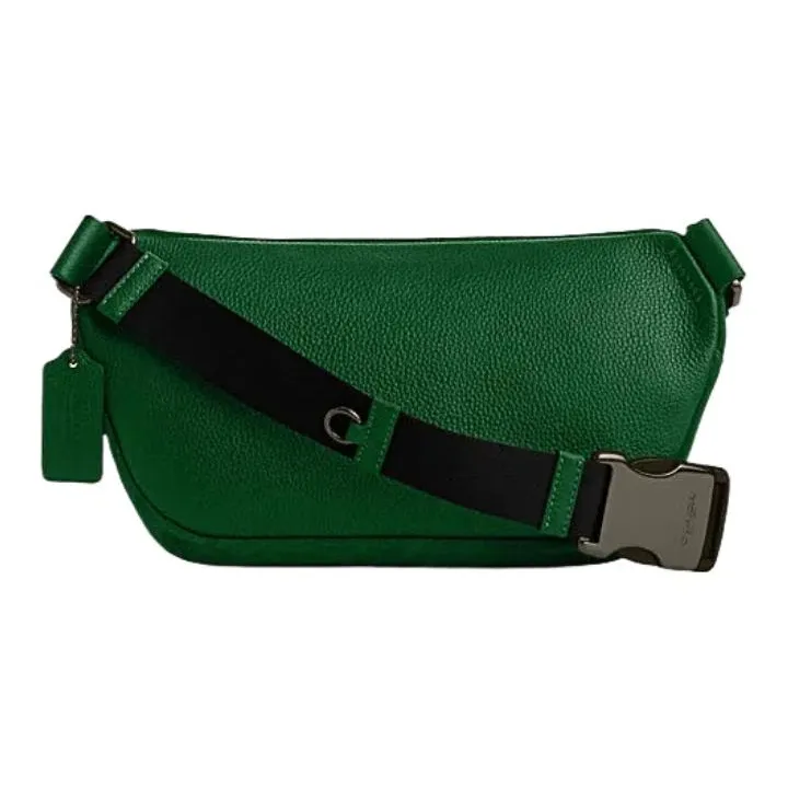 COACH Elias Cowhide Leather Shoulder Bag Crossbody Bag Sling Bag Fanny Pack Small Size Men's Green-1