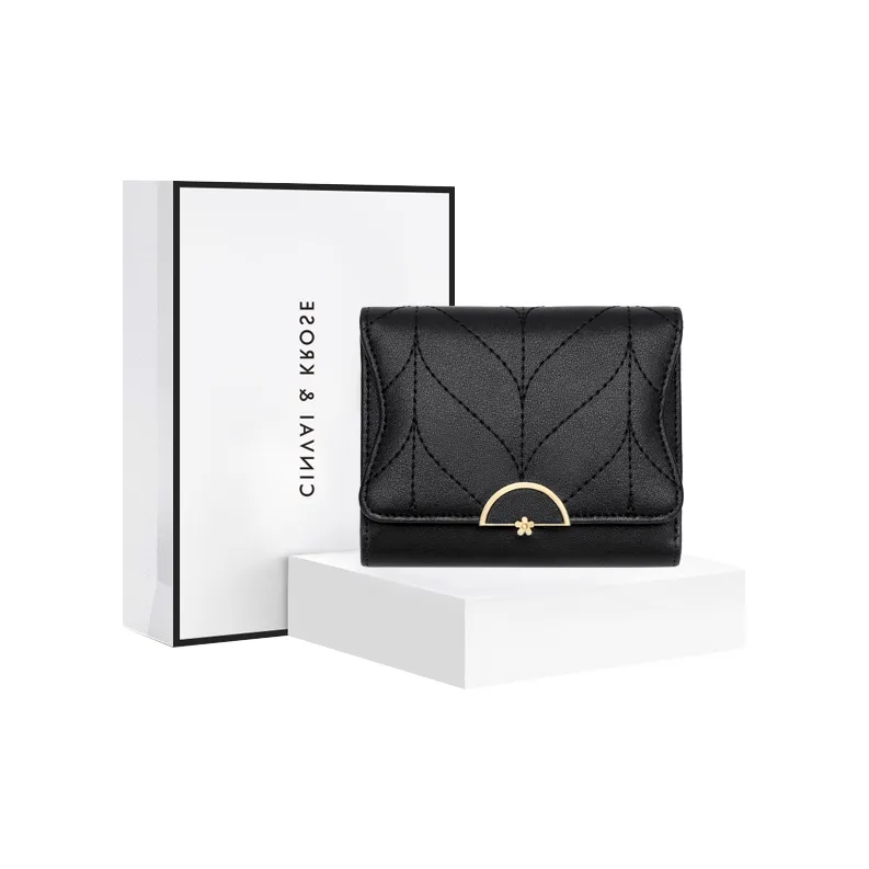 Simvay Clos Cow Leather With Synthetic Leather Coin Purse ID Holder Card Wallet Regular Women's Black/Green-0