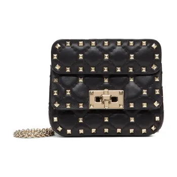 Valentino ROCKSTUD SPIKE Nappa Sheepskin Clutch, Crossbody Bag, Shoulder Bag Mini Women's Black