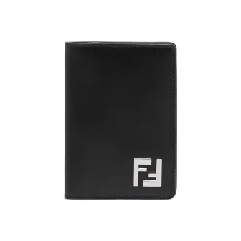 FENDI Calfskin Card Holder Men's Black