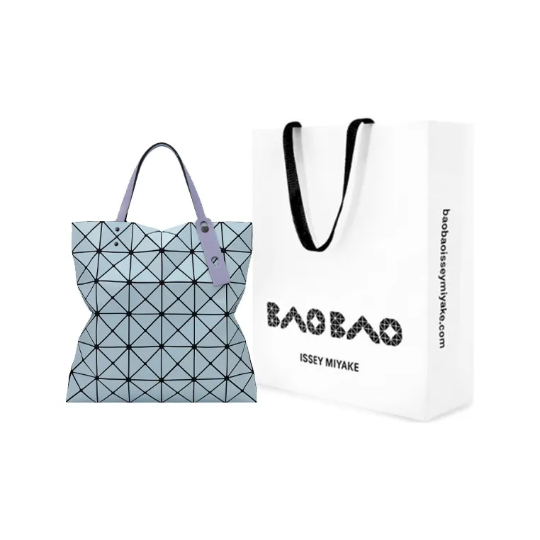ISSEY MIYAKE Lucent Gloss Mi Vinyl Chloride Resin Handbag Regular Unisex Light Blue With Lavender Accents-5