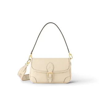LOUIS VUITTON Diane Grained Cow Leather Baguette Bag Crossbody Bag Handbag Shoulder Bag Women's Beige