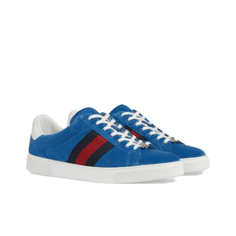 GUCCI ACE Low Top Skateboard Shoes Men's Blue-2