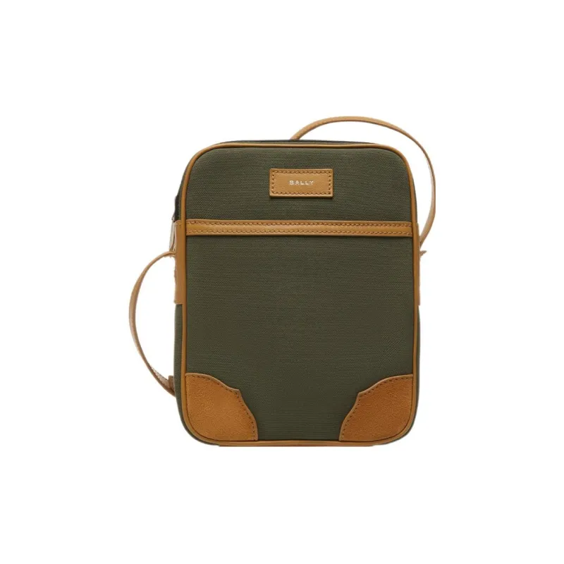BALLY Fabric With Cow Leather Camera Bag, Shoulder Bag, Crossbody Bag Regular Men's Green-1