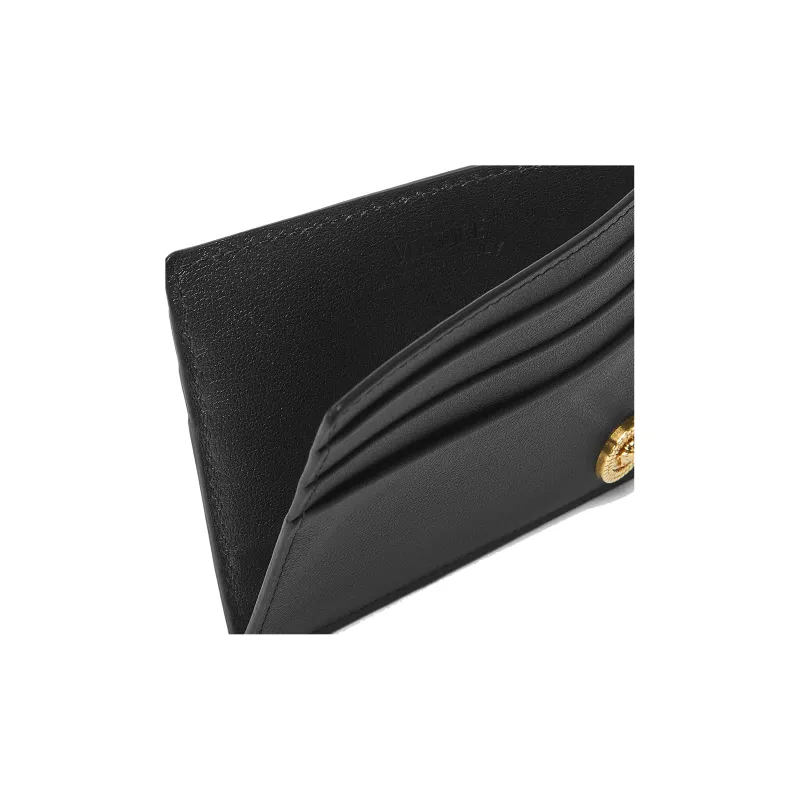 VERSACE MEDUSA BIGGIE Series Soft Grained Cow Leather Card Holder Men's Black-2