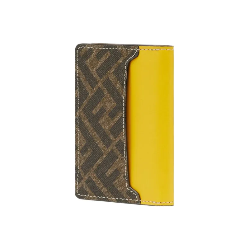 FENDI Calfskin Card Holder Men's Yellow-1