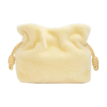LOEWE Flamenco Shearling Shoulder Bag Crossbody Bag Clutches Regular Women's Vanilla Yellow