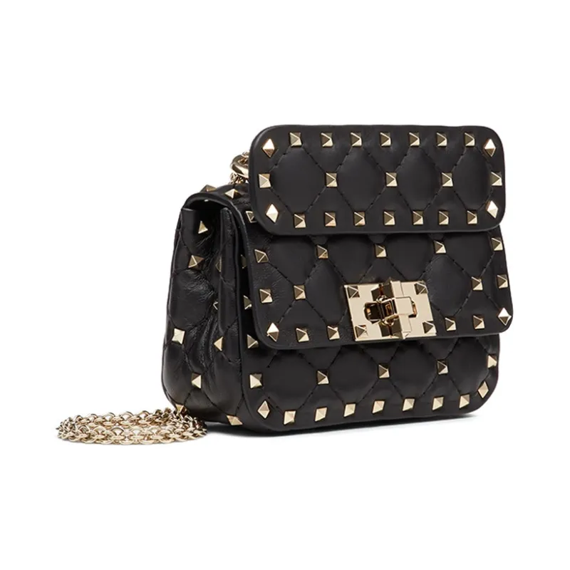 Valentino ROCKSTUD SPIKE Nappa Sheepskin Clutch, Crossbody Bag, Shoulder Bag Mini Women's Black-1