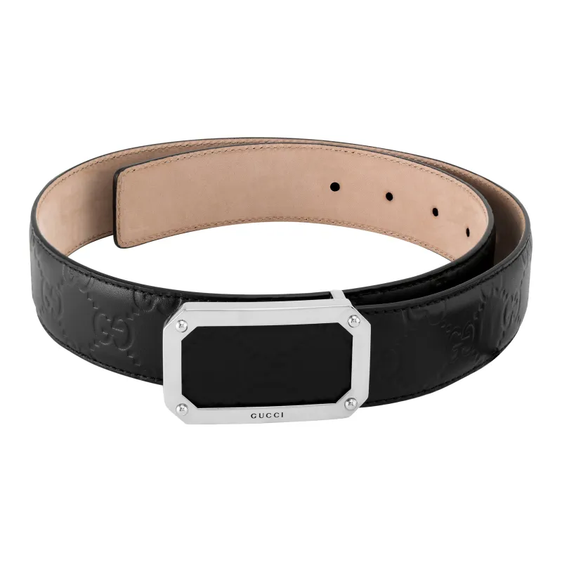 GUCCI Signature Leather Belt Rectangle Buckle-1