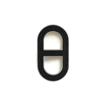 HERMES Calf Leather Brooches Unisex Black