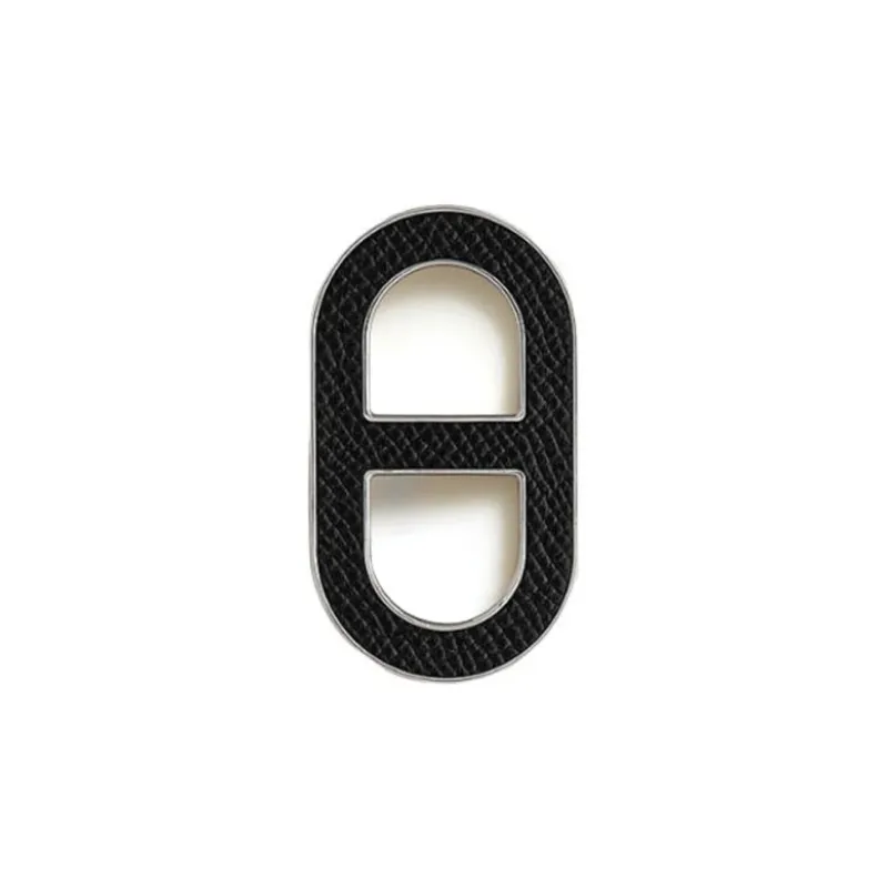 HERMES Calf Leather Brooches Unisex Black-0