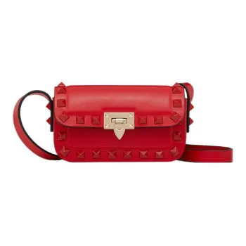 Valentino Rockstud Smooth Calf Leather Shoulder Bag Crossbody Bag Extra Mini Women's Red