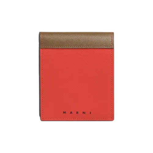 MARNI Saffiano Cow Leather Wallet Men's India Orange/Cigar