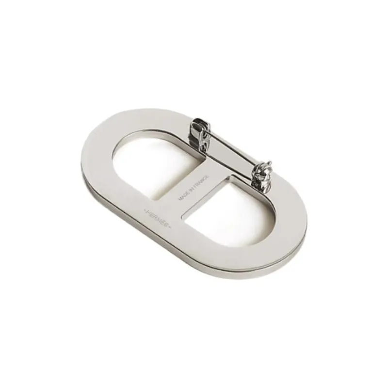 HERMES Calf Leather Brooches Unisex Black-1