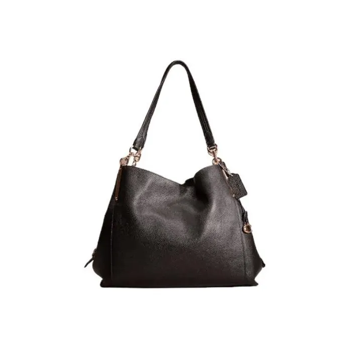 COACH Dalton Pebbled Leather Tote Bag Shopping Bag Handbag Shoulder Bag Large Size Women's Black-0