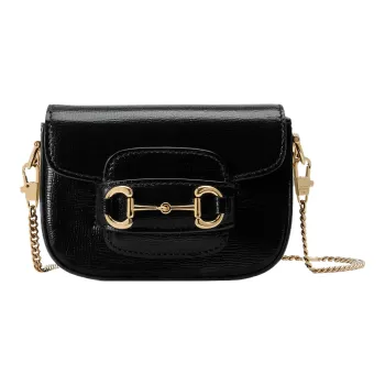 GUCCI Horsebit 1955 Leather Shoulder Bag, Crossbody Bag Mini Women's Black