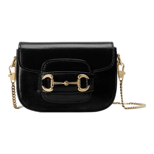 GUCCI Horsebit 1955 Leather Shoulder Bag, Crossbody Bag Mini Women's Black