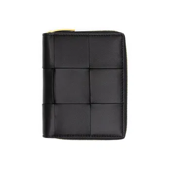 Bottega Veneta Lambskin Wallet Small Size Women's Black