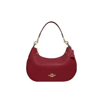 COACH Hobo Pebbled Leather Crescent Bag, Shoulder Bag, Handbag, Shoulder Bag Women's Red