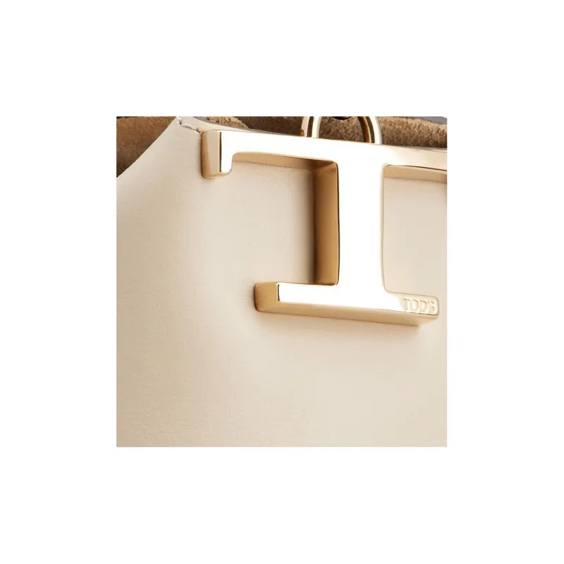 TOD'S Leather Crossbody Handbag Shoulder Bag Mini Women's Beige-4