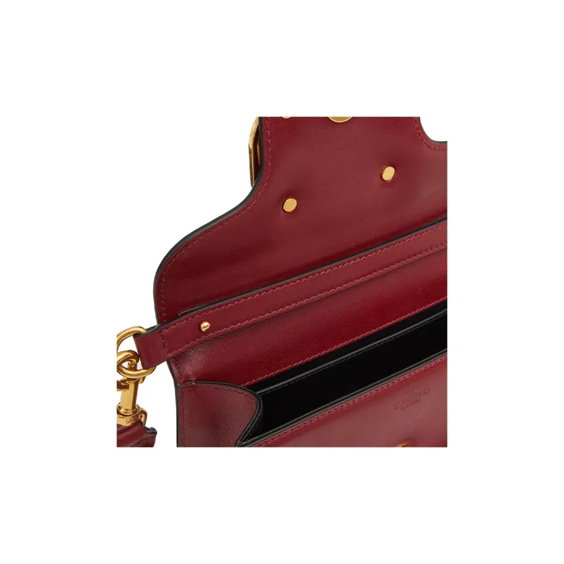 Valentino Calfskin Shoulder Bag Handbag Shoulder Bag Men's Ruby Rock Color-4