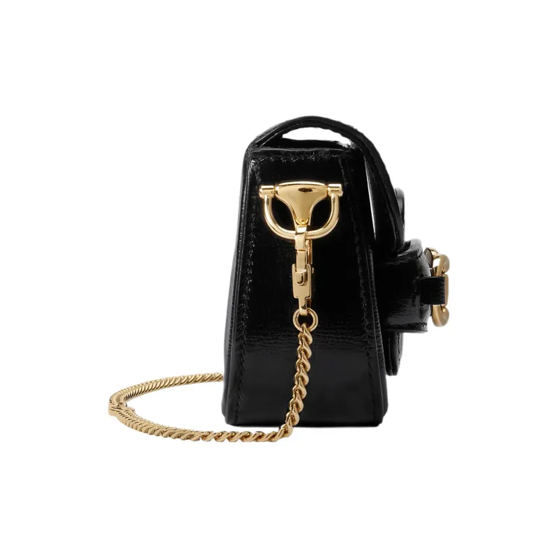 GUCCI Horsebit 1955 Leather Shoulder Bag, Crossbody Bag Mini Women's Black-2