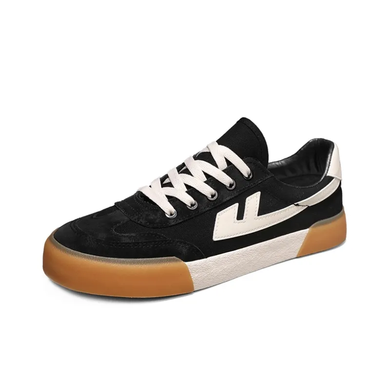 Warrior Warrior Anti Slip And Wear Resistant Lightweight Low Top Canvas Shoes Unisex Black Beige-2
