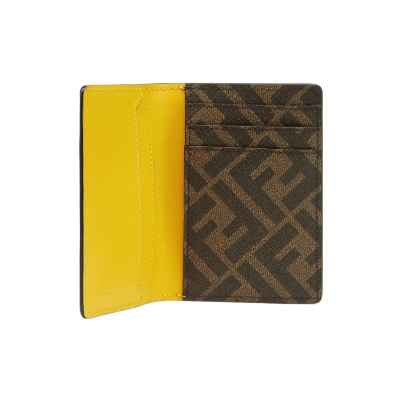 FENDI Calfskin Card Holder Men's Yellow-2