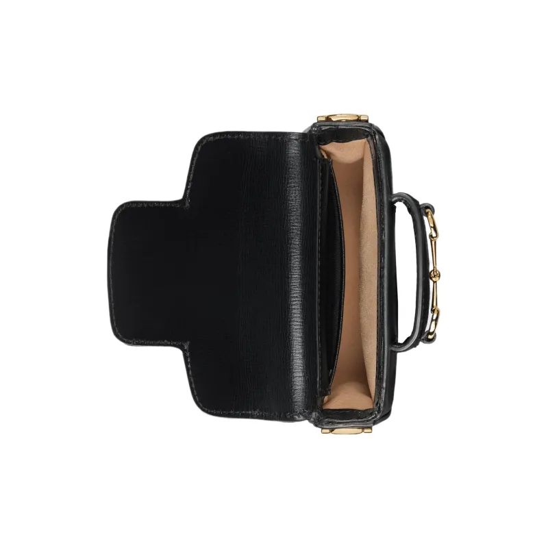 GUCCI Horsebit 1955 Leather Shoulder Bag, Crossbody Bag Mini Women's Black-6