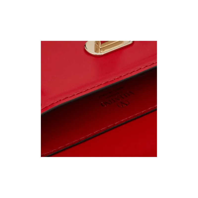 Valentino Rockstud Smooth Calf Leather Shoulder Bag Crossbody Bag Extra Mini Women's Red-6