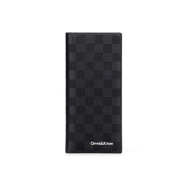 Simvay Clos Cow Leather With Synthetic Leather Long Coin Purse Clutch ID Holder Money Clip Regular Men's Black-1