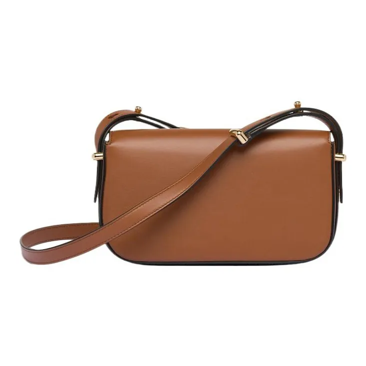 PRADA Leather Crossbody Bag, Shoulder Bag Women's Brown-2