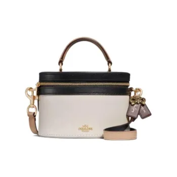 COACH Trail Leather Box Bag One Shoulder Handbag Regular Women's Gray & Black