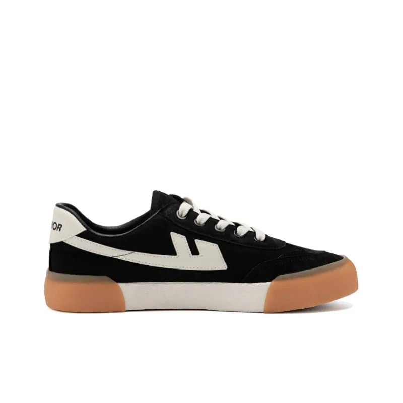 Warrior Warrior Anti Slip And Wear Resistant Lightweight Low Top Canvas Shoes Unisex Black Beige-1