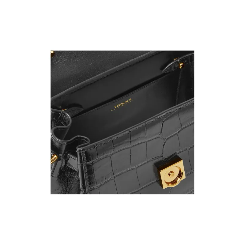 VERSACE La Medusa Cow Leather Shoulder Bag Crossbody Bag Handbag Small Size Women's Black-3