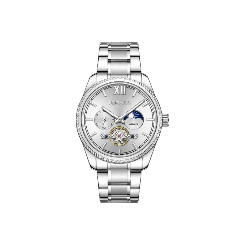 TOPHILL Automatic Mechanical Movement Stainless Steel Watchband Watch Men's Watches Black Dial-3