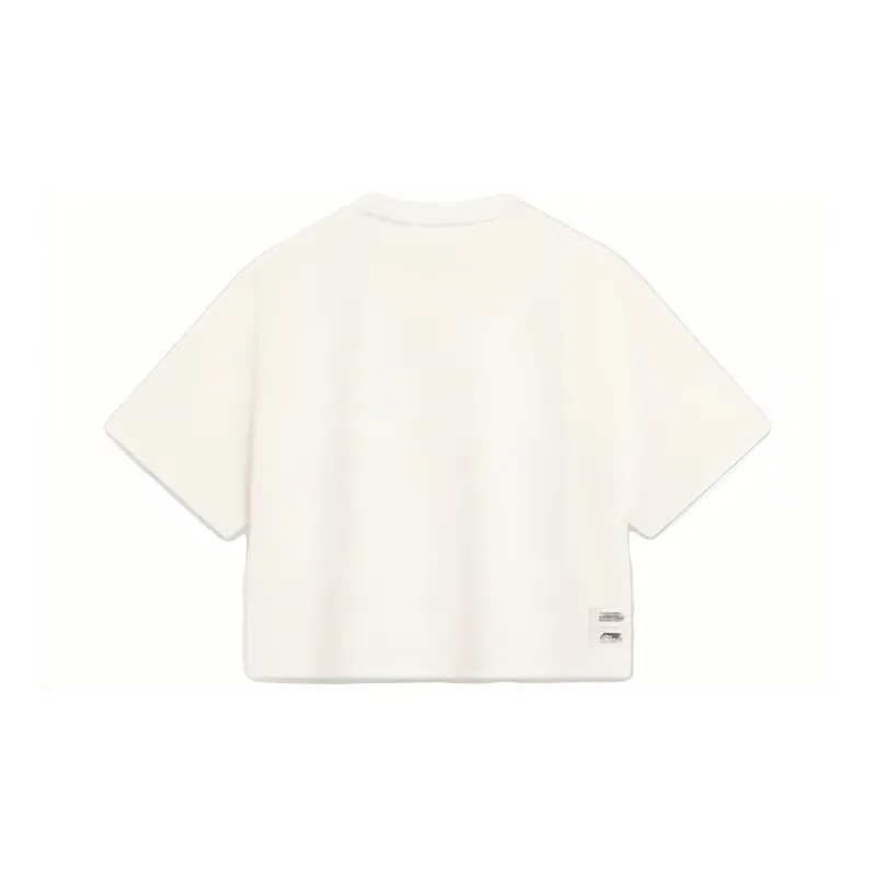 LiNing x YINGXIONGLIANMENGYONGCHIPAIDUI,LIANMINGKUAN SS23 Drop Shoulder Sleeve T Shirt Women's Ivory-1