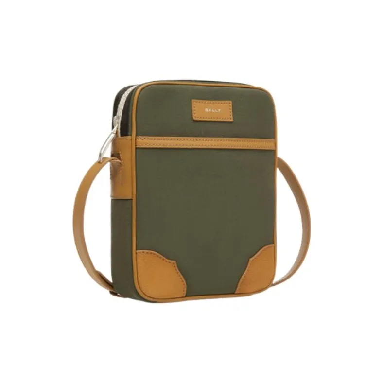 BALLY Fabric With Cow Leather Camera Bag, Shoulder Bag, Crossbody Bag Regular Men's Green-3