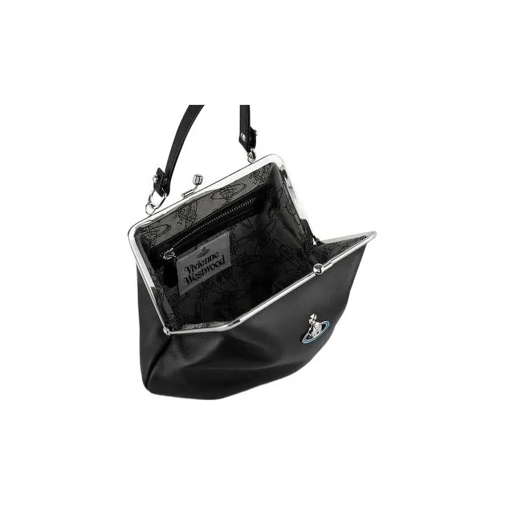 Vivienne Westwood Lambskin Dumpling Bag Handbag Shoulder Bag Crossbody Bag Wallet Regular Women's Black-4