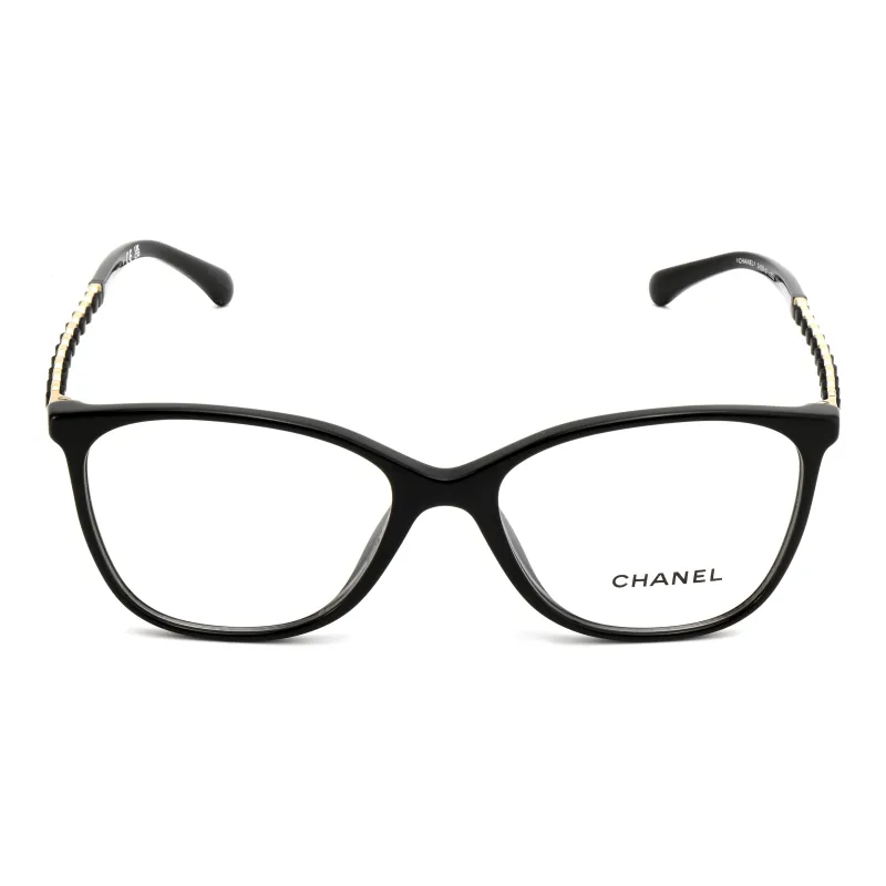 CHANEL Square Eyeglass Frame Plate Frame Rectangular Eyeglass Frames Unisex Black-1