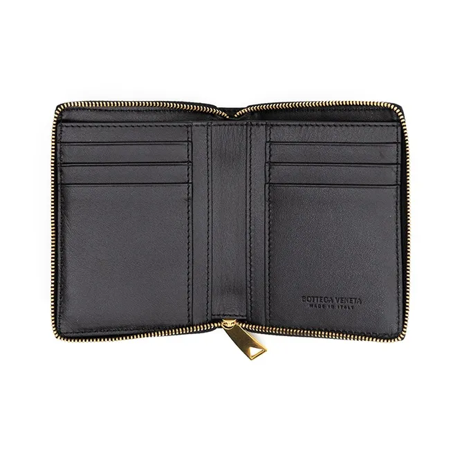 Bottega Veneta Lambskin Wallet Small Size Women's Black-2